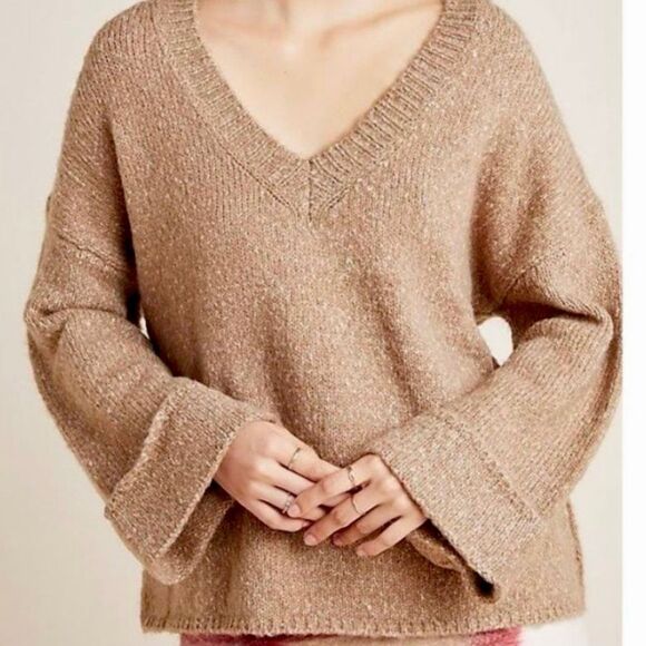 Anthropologie Maggie Bell Sleeve V Neck Sweater M - Picture 2 of 8
